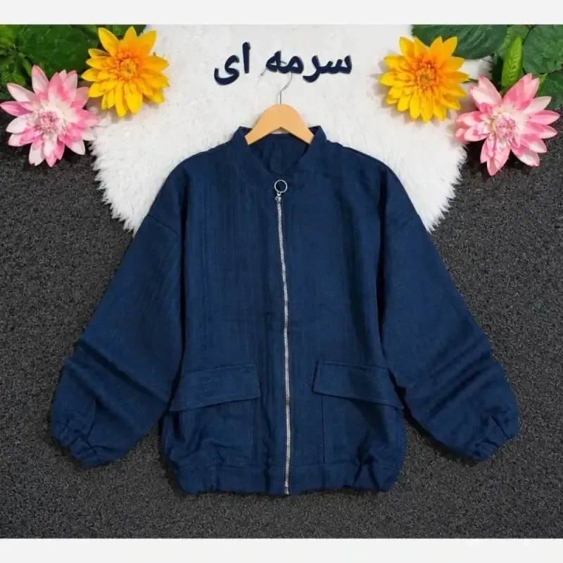 بامبر جکت زنانه فلونزی ضخیم گرم مناسب پاییز قد 63 رنگ قهوه ای