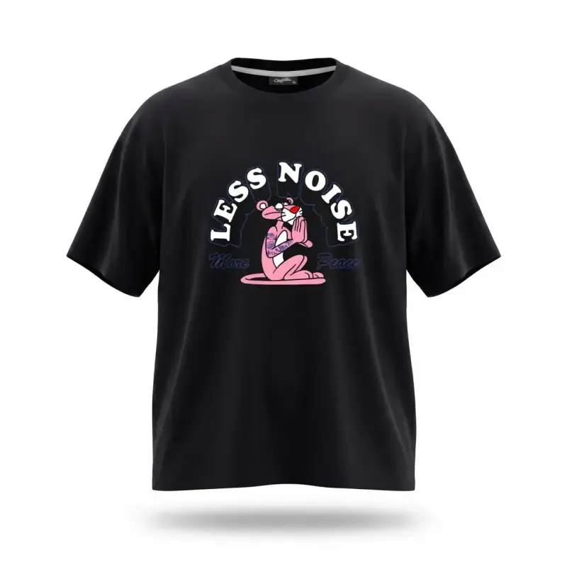 تیشرت مشکی طرح پلنگ صورتی مدیتیشن پارچه ماکان