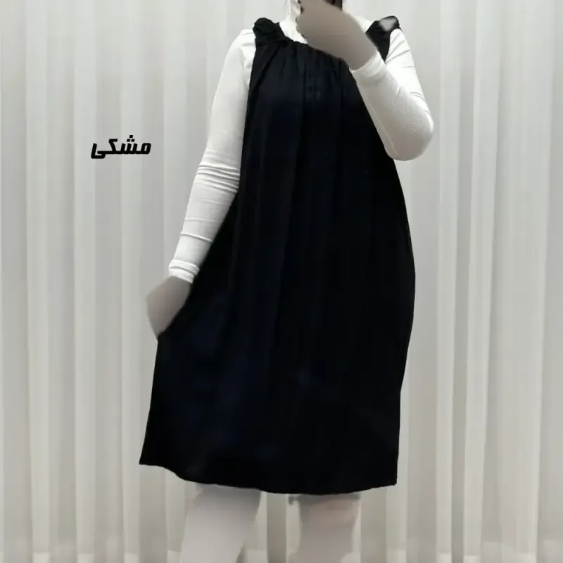 سارافون نخی زنانه کوتاه ساده فری سایز مناسب تا سایز 52