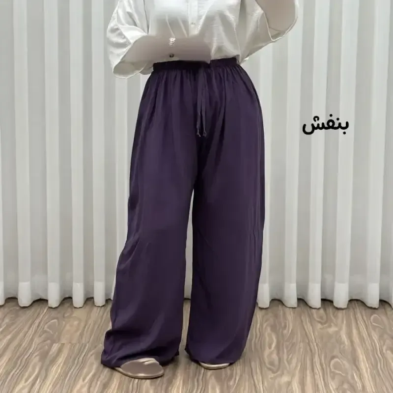شلوار نخی زنانه راحتی فری سایز مناسب تا سایز 50 قد 107