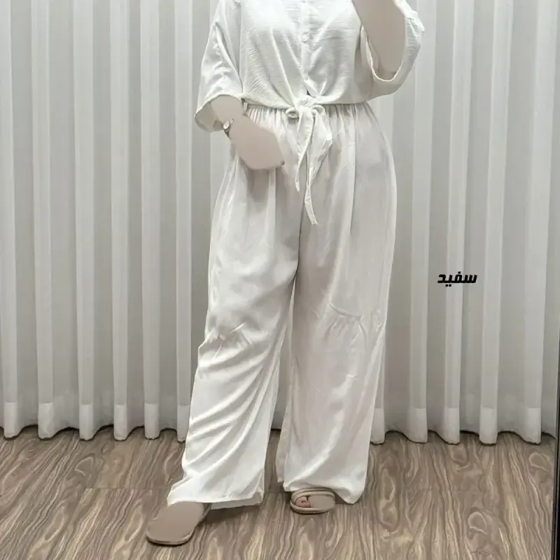 شلوار نخی زنانه راحتی فری سایز مناسب تا سایز 50 قد 107