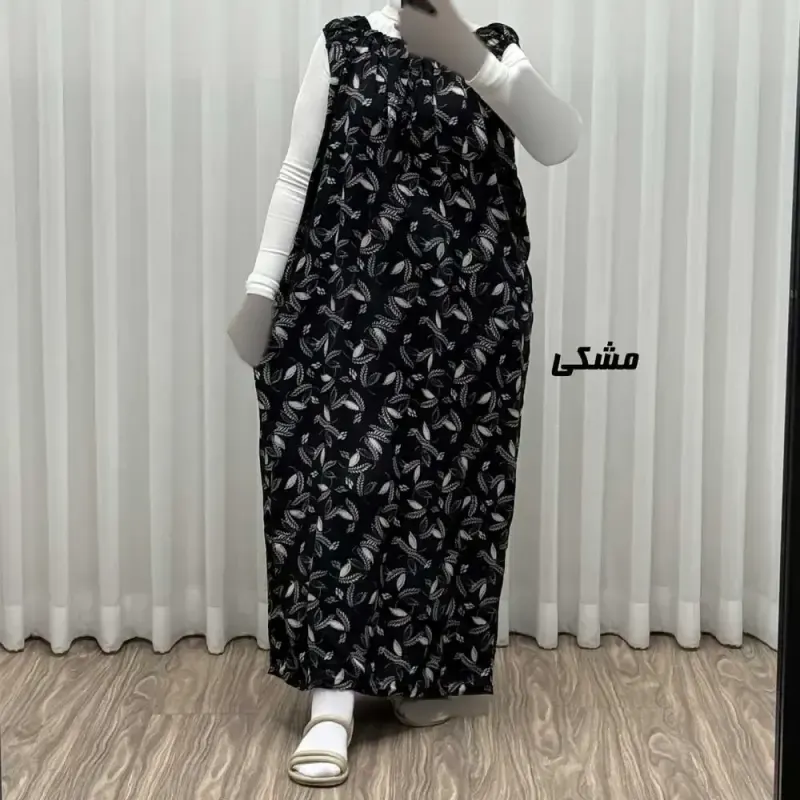 پیراهن ساحلی زنانه نخی آستین حلقه ای فری سایز مناسب تا سایز 52